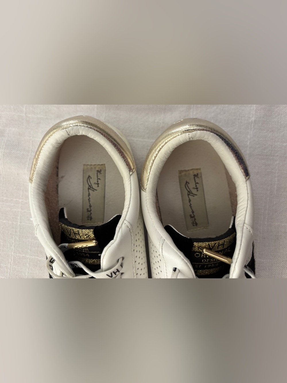 Vintage Havana Black White & Gold Leather Sneakers ~ Women’s Size 6 - Picture 4 of 11